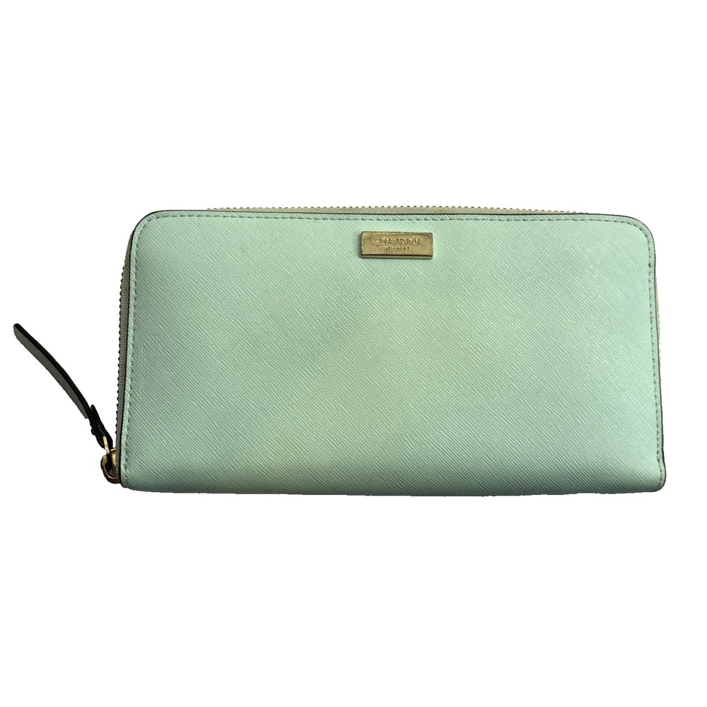 Kate Spade Grace Blue Newbury Lane Neda Wallet Leather Zip Around Saffiano